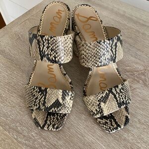 Sam Edelman Black and Cream Snake Print Sandals